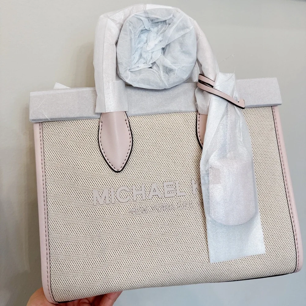 NWT Michael Kors  Mirella Small Shopper Top Zip Crossbody Bag Powder Blush Pink